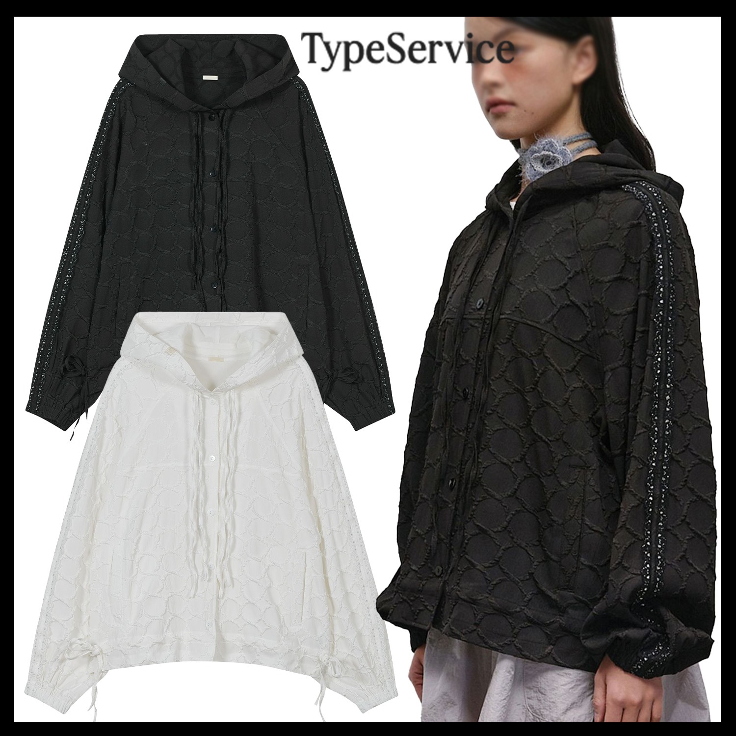 【TYPESERVICE】Jacquard Hoodie Jacket ★韓国人気★ 追跡付