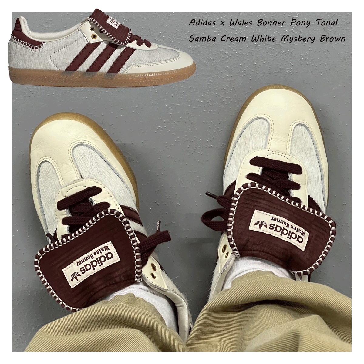 スニーカー Adidas x Wales Bonner Pony Tonal Samba Cream White