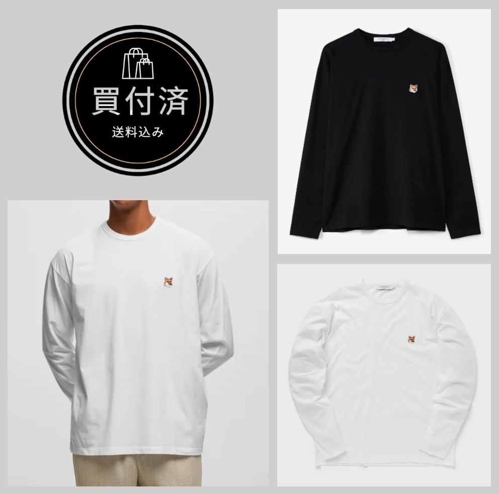 即発送【MAISON KITSUNE】FOX HEAD 定番 長袖 Tシャツ ロンT