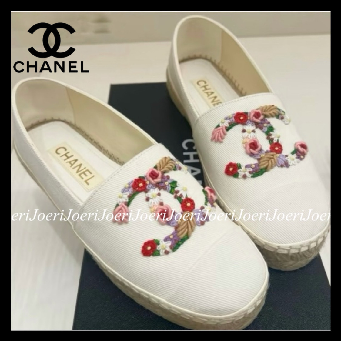 花柄ロゴが可愛い♪】CHANEL エスパドリーユ 25P