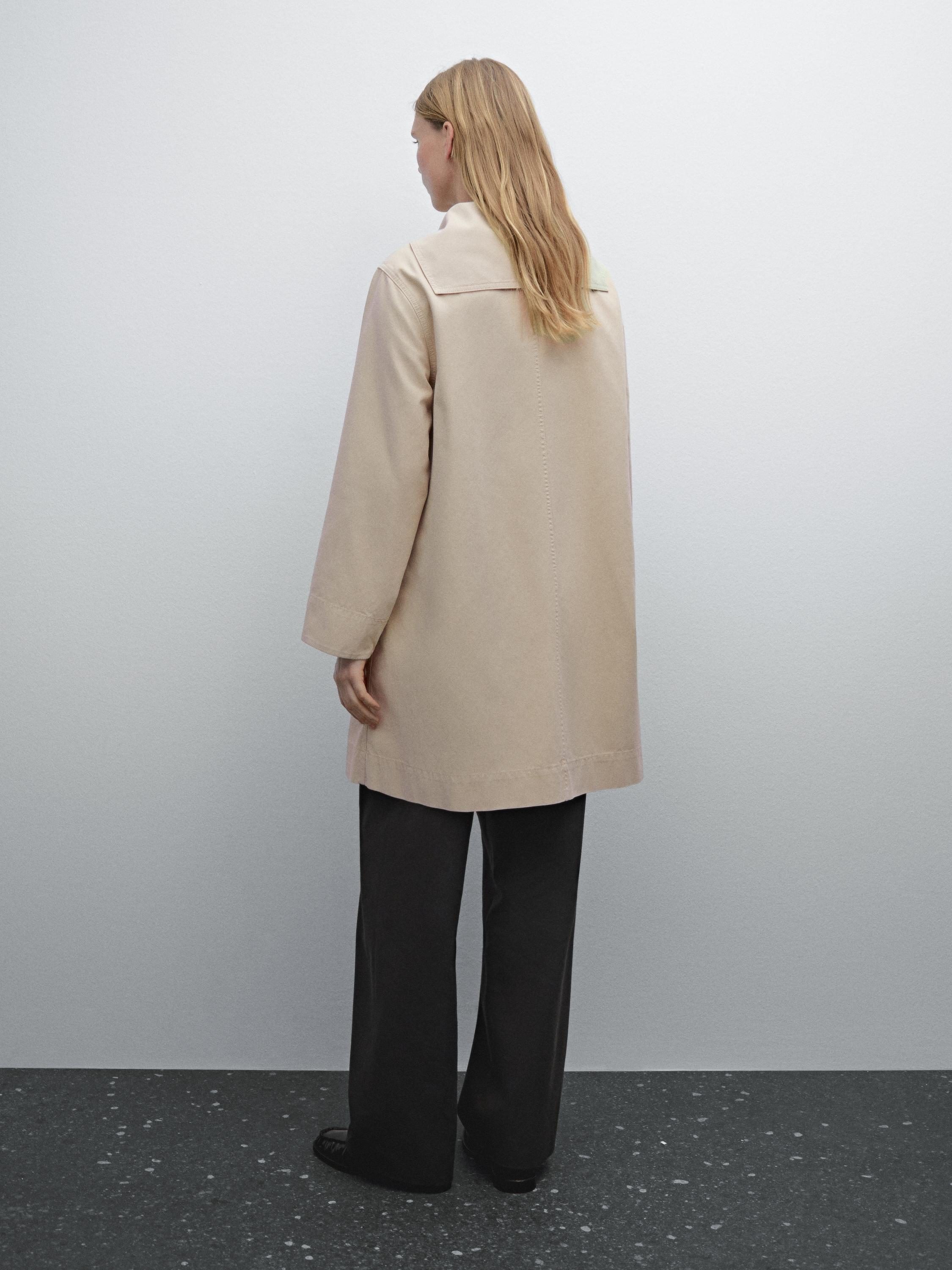 Massimo Dutti☆100%コットンセーラーカラートレンチコート MassimoDutti】100%コットンセーラーカラートレンチコート