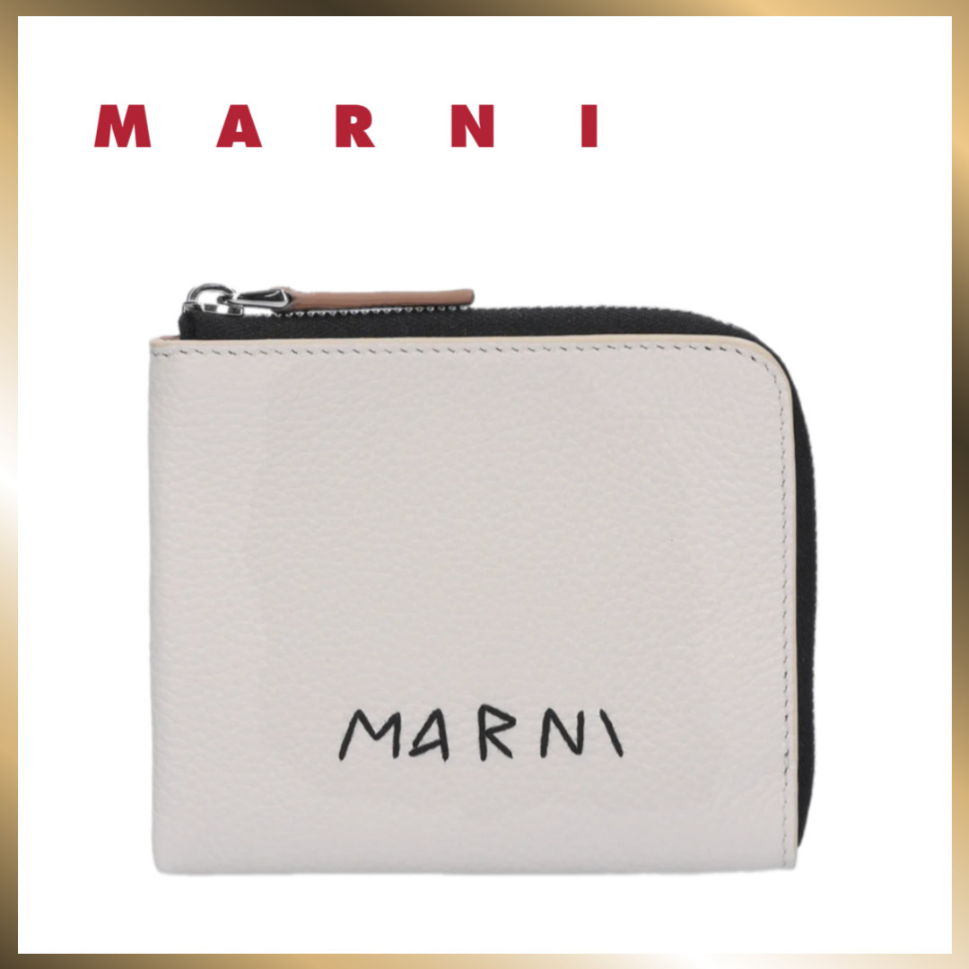 ◇MARNI◇ Logo Zip Around Wallet Ivory PFMI0095Q0P653300W06