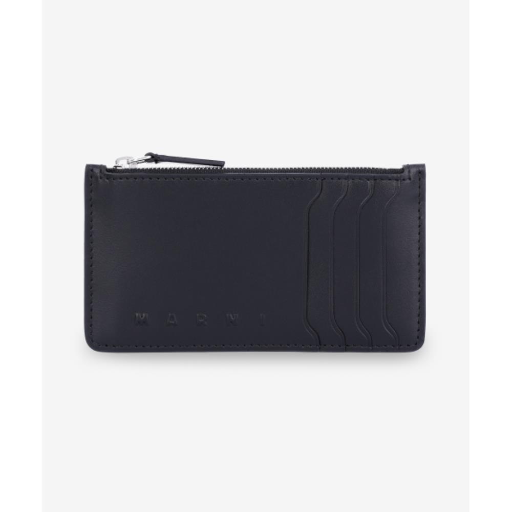 ◇MARNI◇ Logo Zipper Card Holder Black PFMI0103U0P529800N99