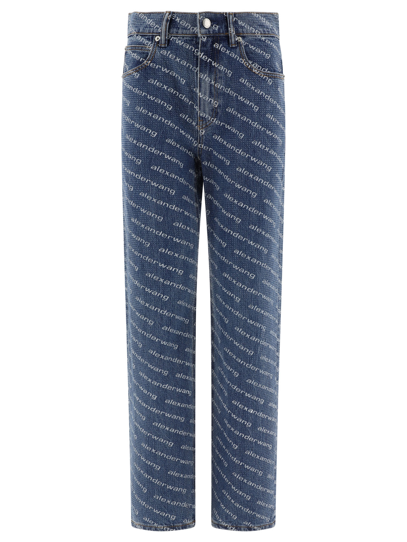 デニム・ジーパン Alexander Wang Jeans with logo crystal hotfix Blue
