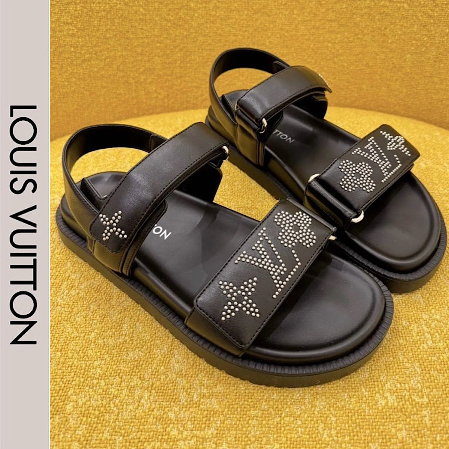《スタッズ/デザイン》LOUIS VUITTON LV サンセット サンダル