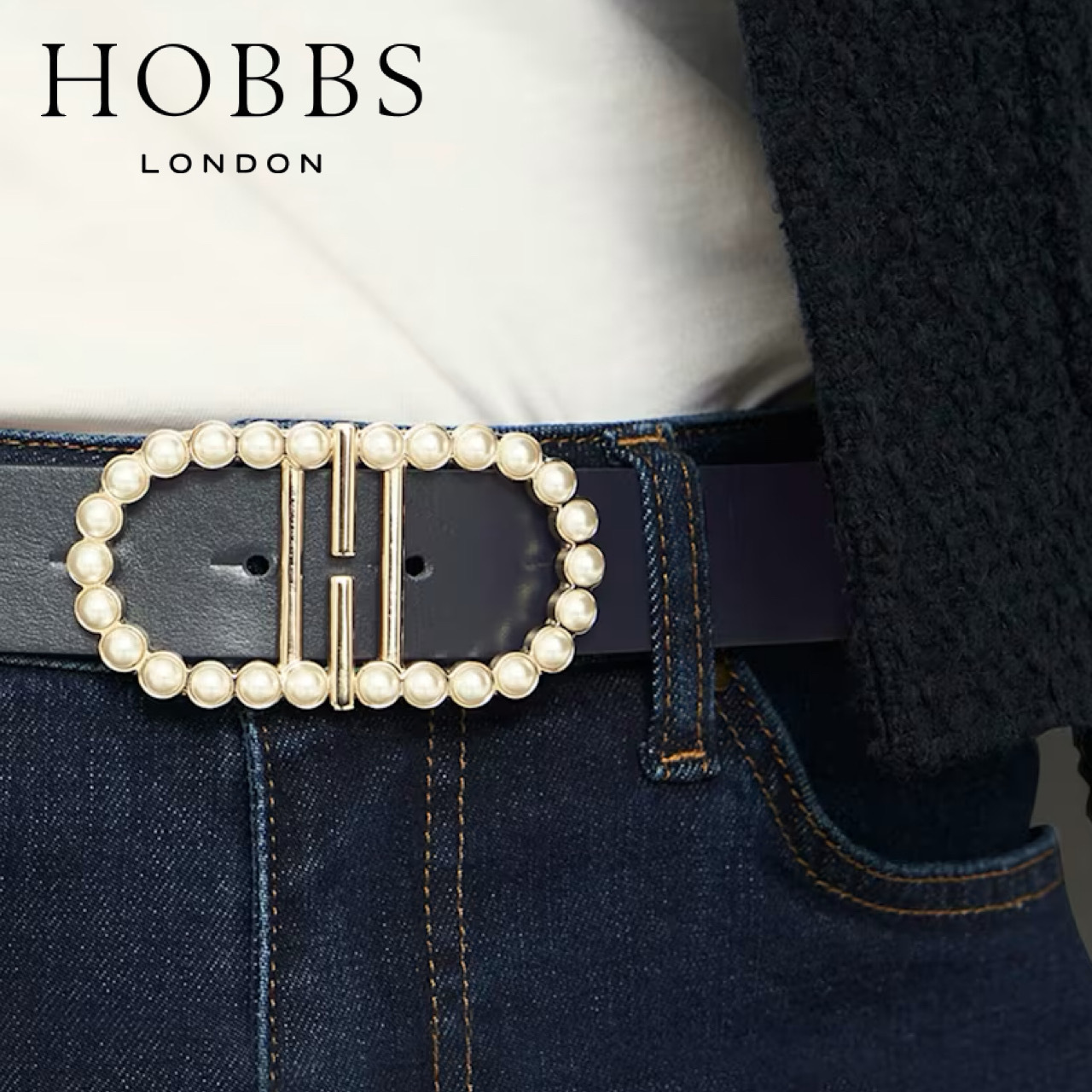 英国発【HOBBS LONDON】キーラ パール ウエストベルト 関税込