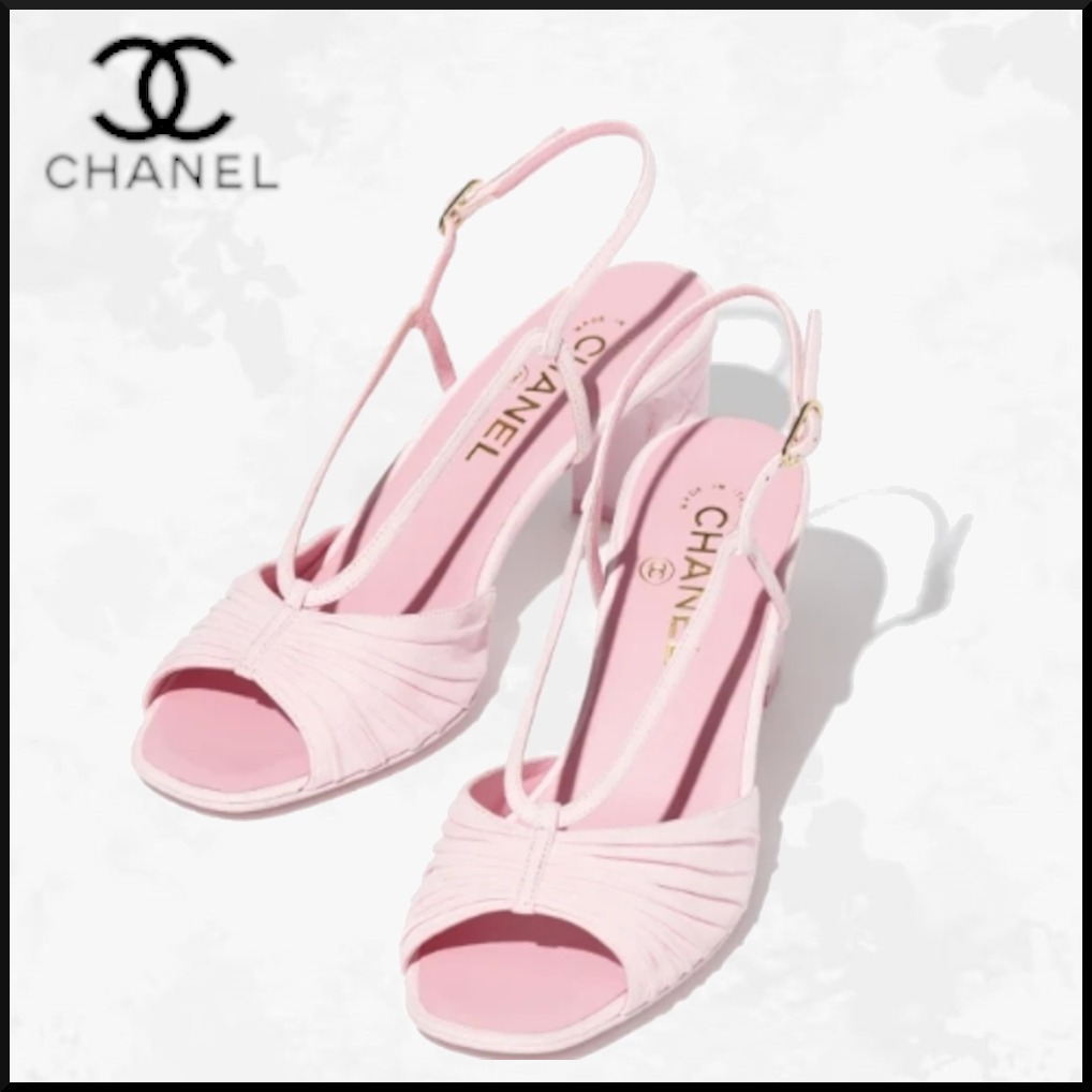 スウェード キッドスキン ピンク♪【CHANEL】サンダル
