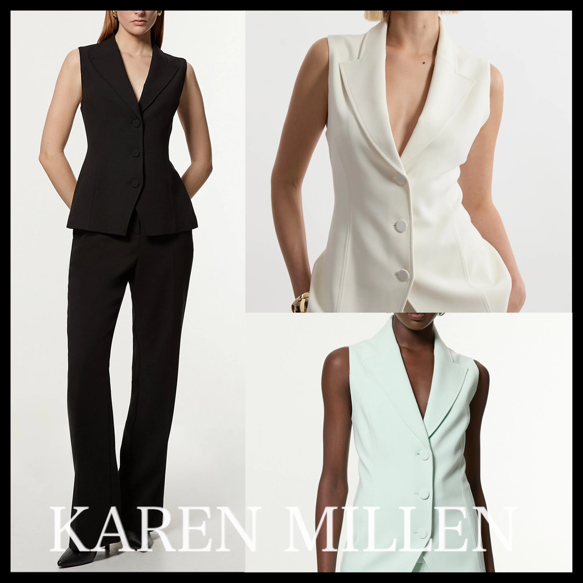 KAREN MILLEN*ストレッチ テーラード ウエストコートジャケット