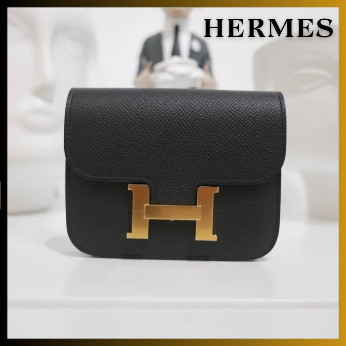 【Noir × Gold金具】HERMES ミニ財布 コンスタンススリム