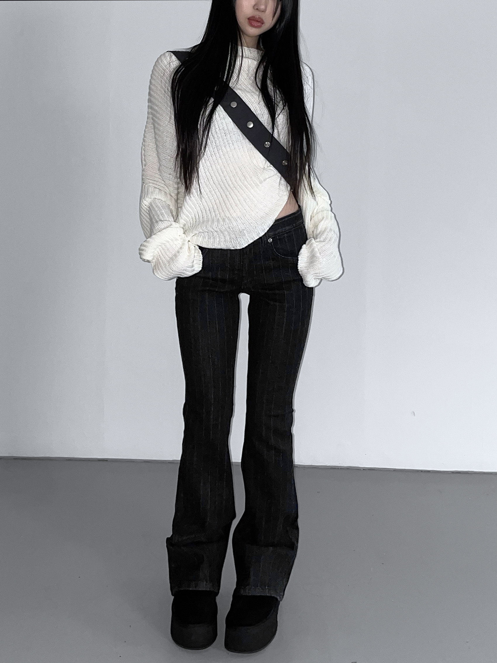 《THEAIRTOWN》 solitude striped bootcut