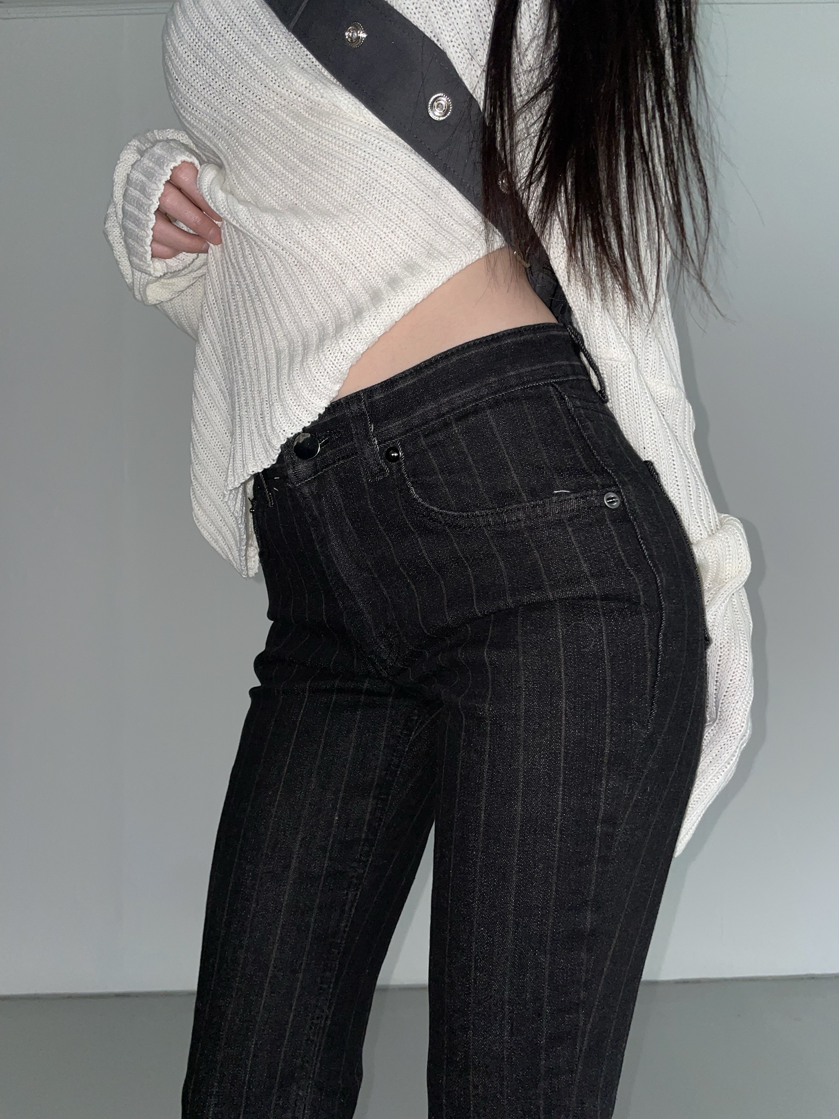 《THEAIRTOWN》 solitude striped bootcut