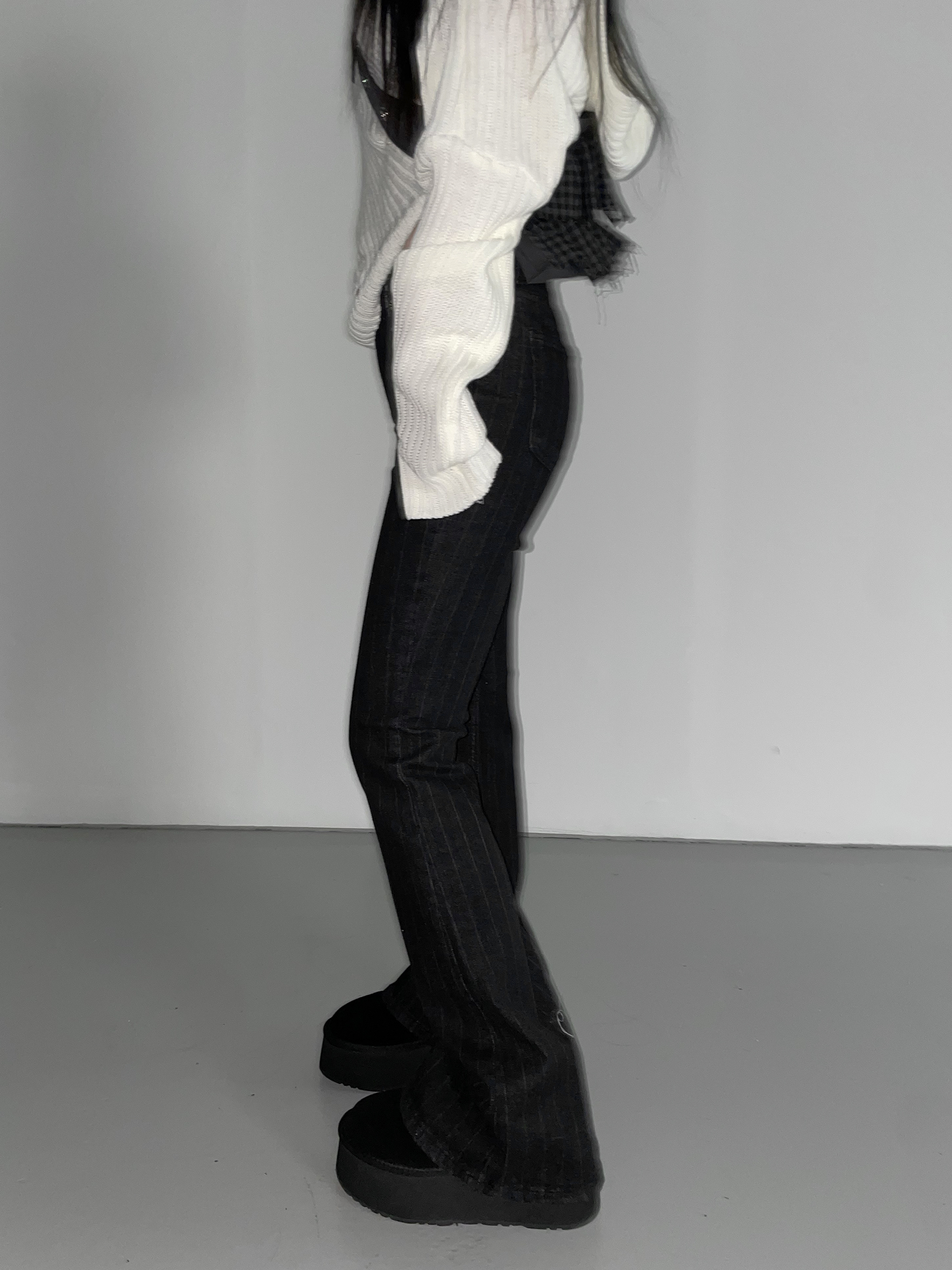 《THEAIRTOWN》 solitude striped bootcut