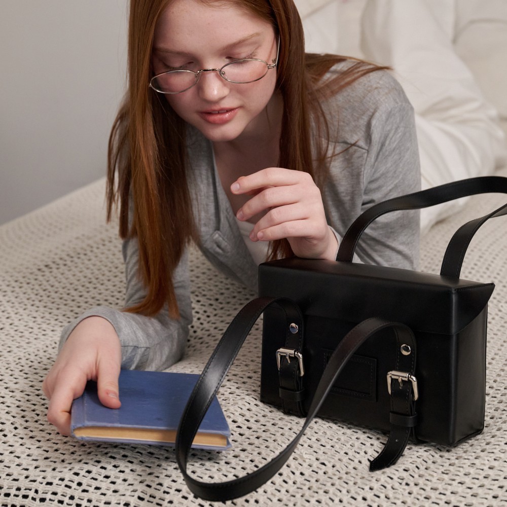 トートバッグ RONRON SQUARE BUCKLE MINI BAG BLACK