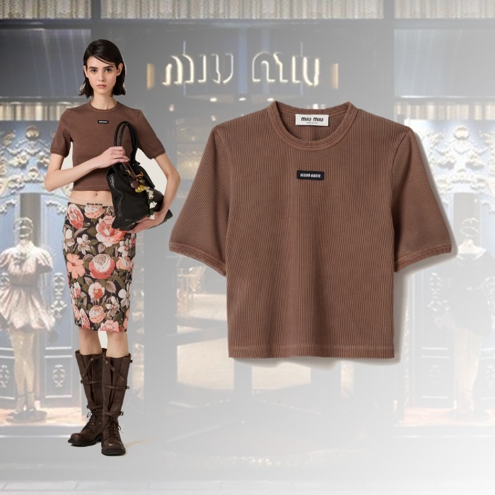 【★完売必至★】MIUMIU ☆ リブジャージー T シャツ