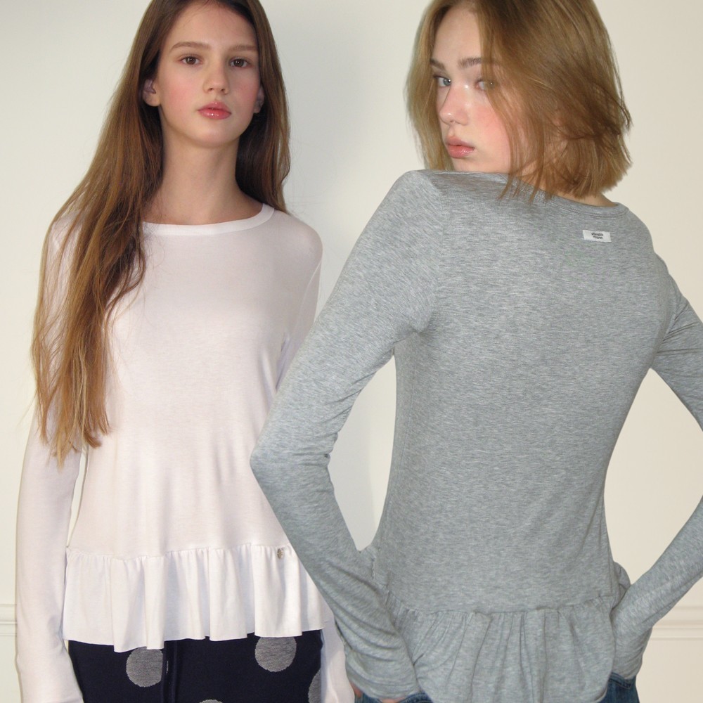 Tシャツ・カットソー RONRON PENDANT RUFFLE LAYERED SLIM LONG SLEEVE (6color)