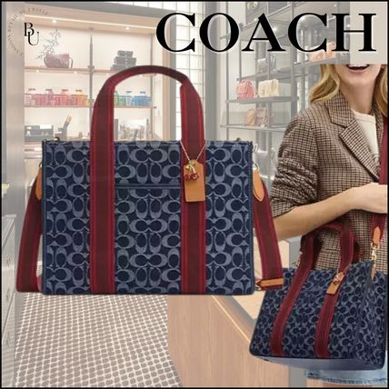 COACH◇Smith トート デニム 在庫確認ください  CY698 COACH】チェリーチャーム付き☆ スミス トート デニム CY698