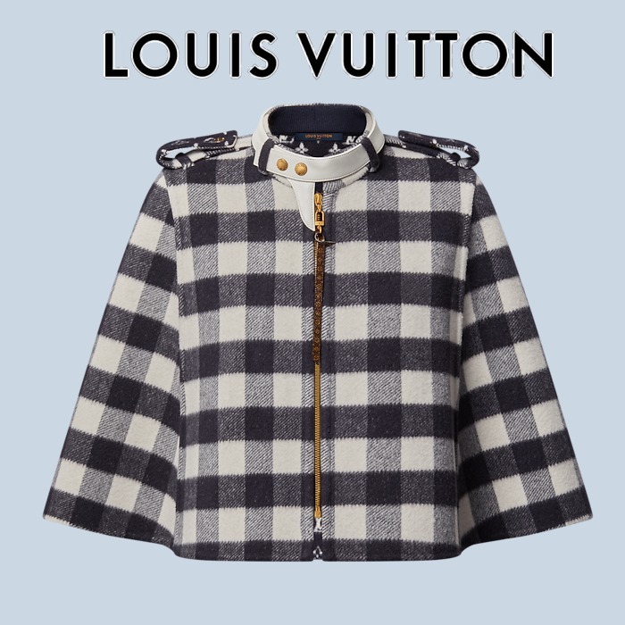 【送料無料】Louis Vuitton ダブルフェイス チェックケープ