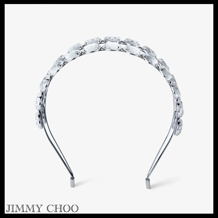 JIMMY CHOO Double Row Headband シルバー クリスタル バンド
