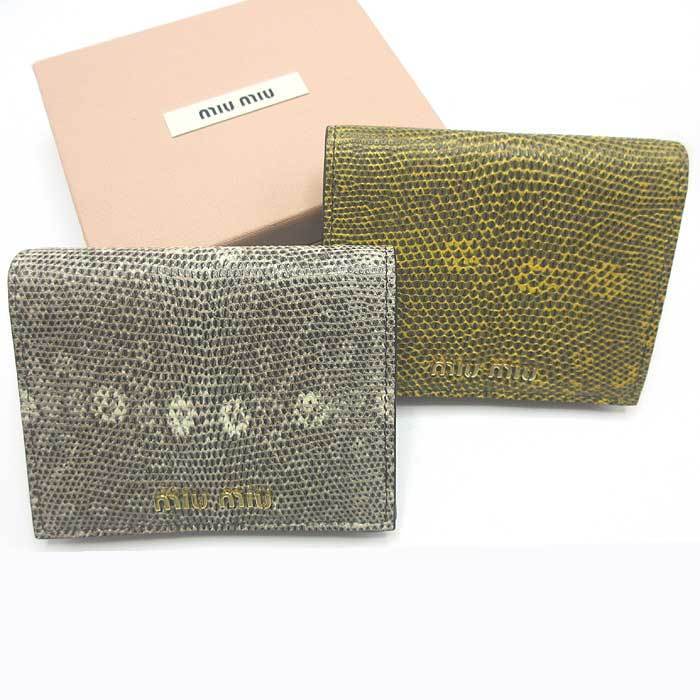 [国内即発] MIUMIU 5MV204 リアルリザードレザー ミニ財布