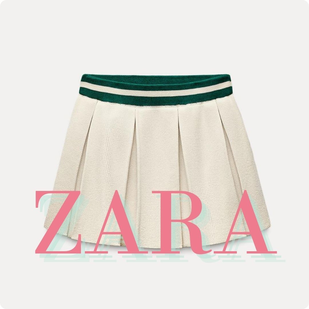 ZARA ボックスプリーツ ニット ミニスカート 6771/048