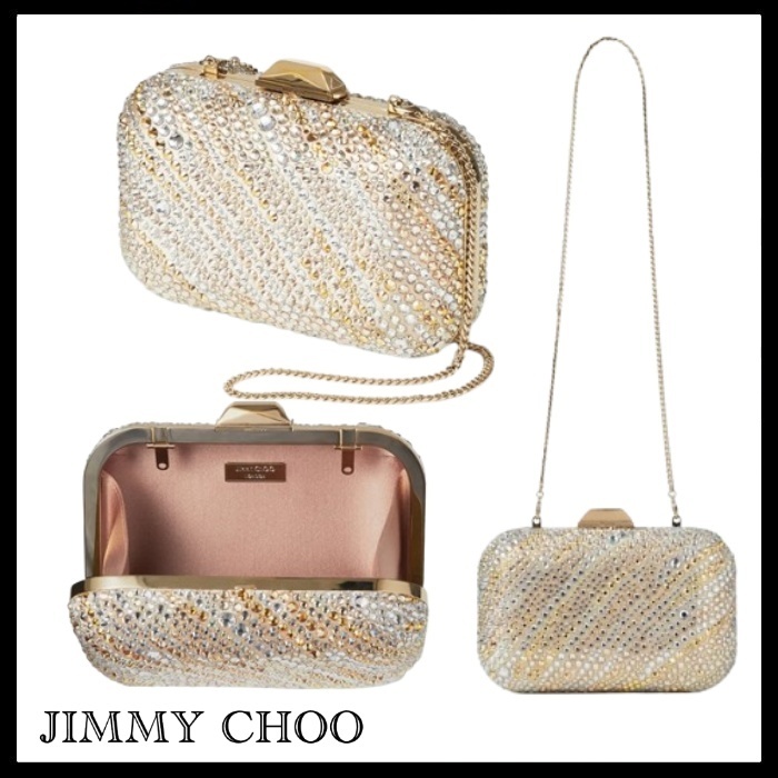 JIMMY CHOO Cloud クリスタル サテン クラッチバッグ