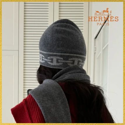 グレー（灰色）系 HERMES(エルメス) ニットキャップ・ビーニー