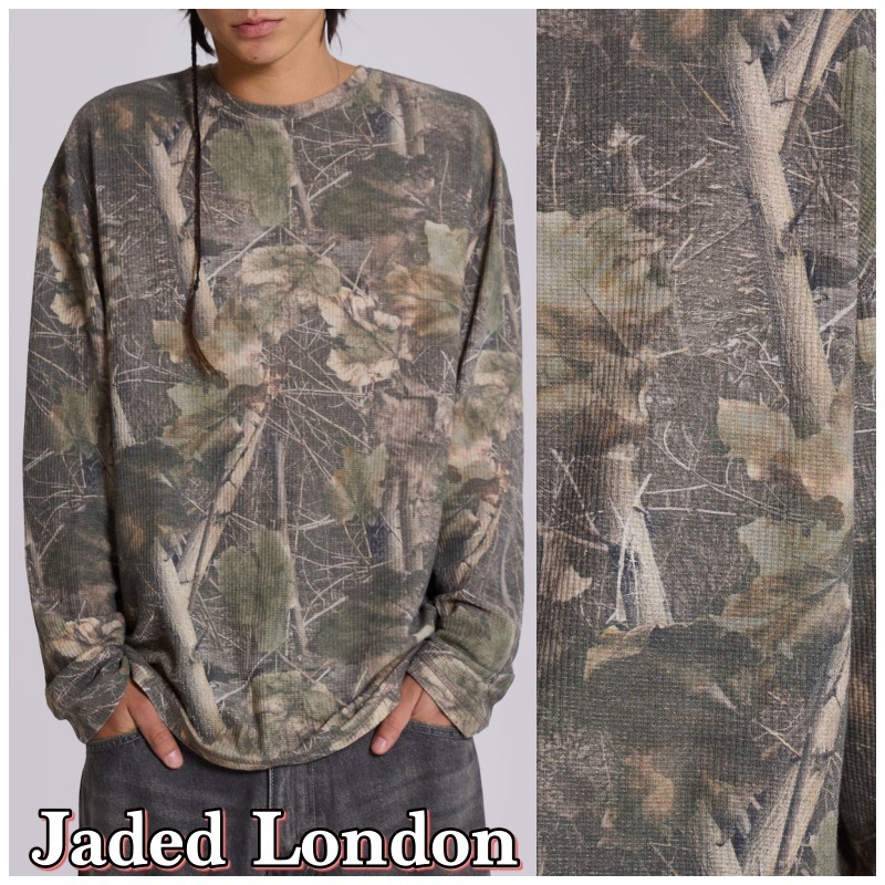大人気★【Jaded London】カモワッフルロングスリーブトップ