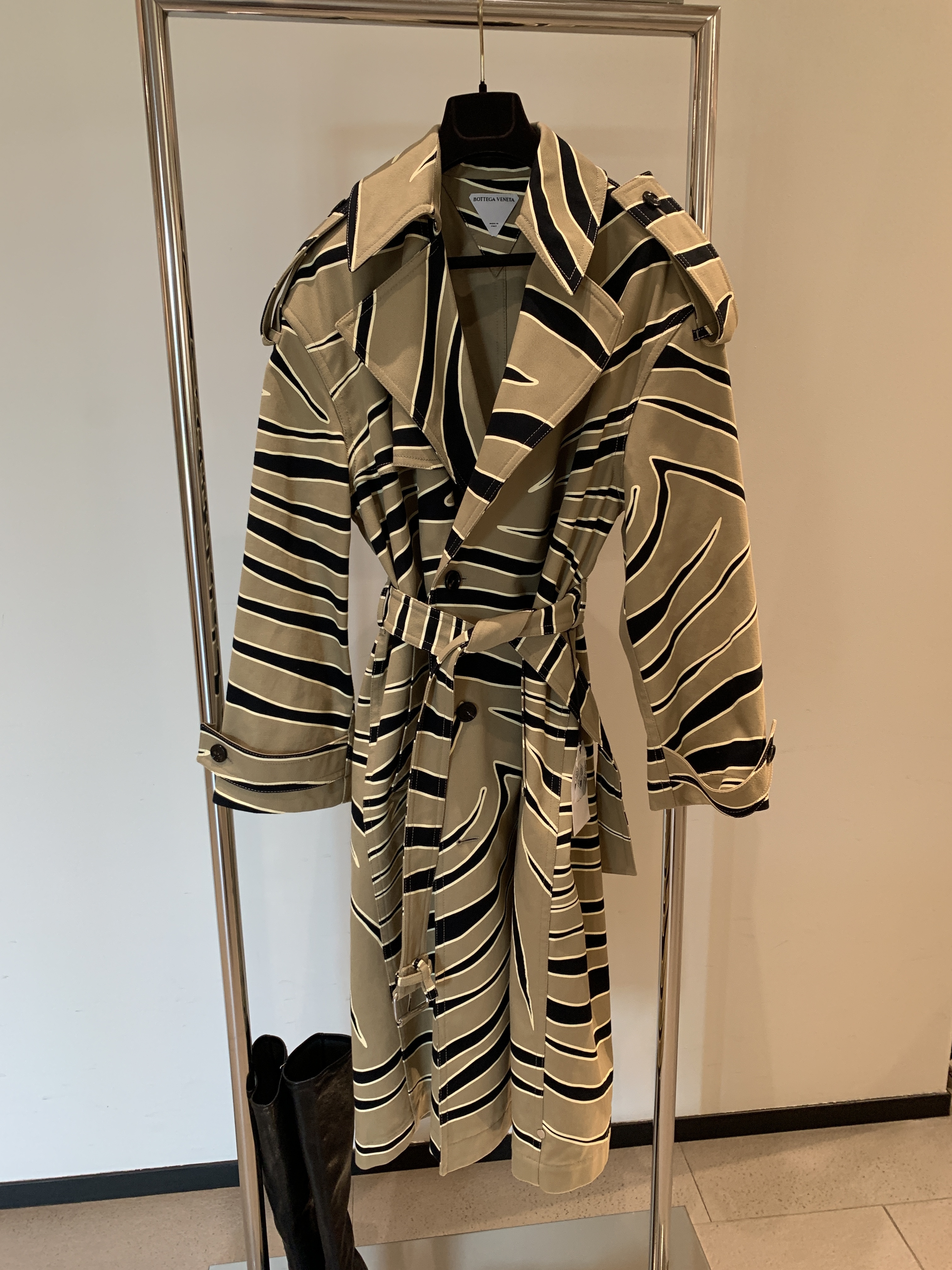 BOTTEGA VENETA コットンドリルアニマルプリントトレンチコート