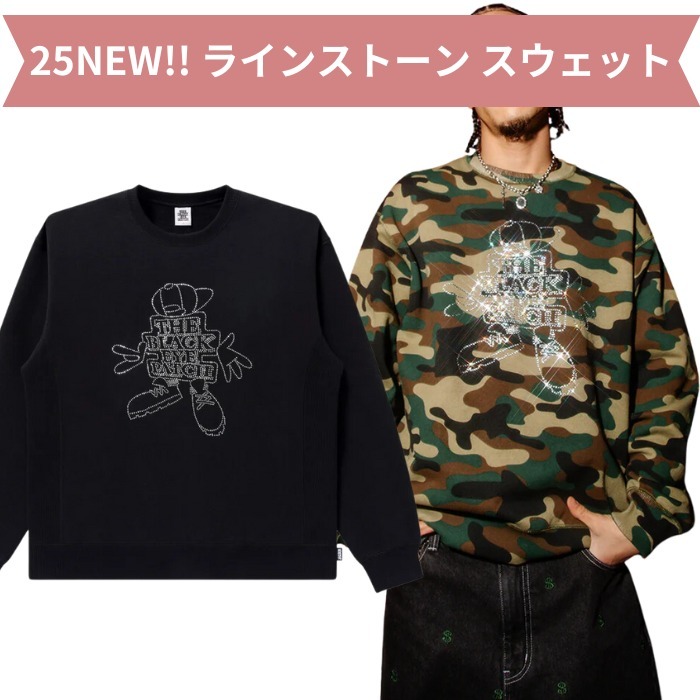 《ブラックアイパッチ》ラインストーン クルーネックスウェット