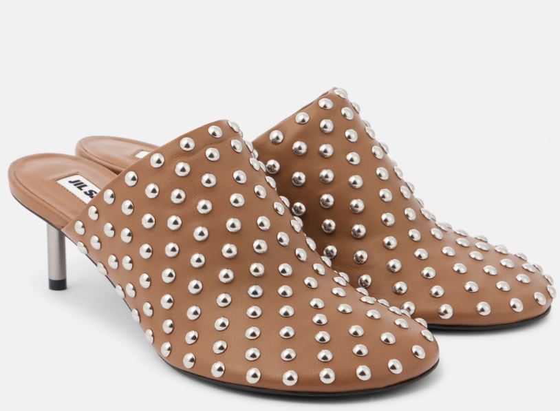 Jil Sander★スタッズ付きレザーミュール JIL SANDER レザー ミュール スタッズ付き | NET-A-PORTER