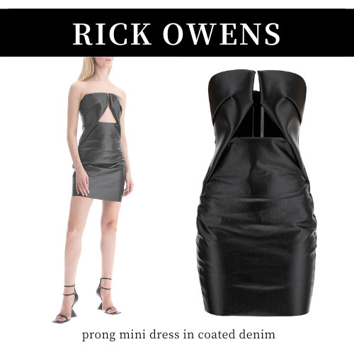 SS25 RICK OWENS◆コーティングデニムのプロングミニドレス