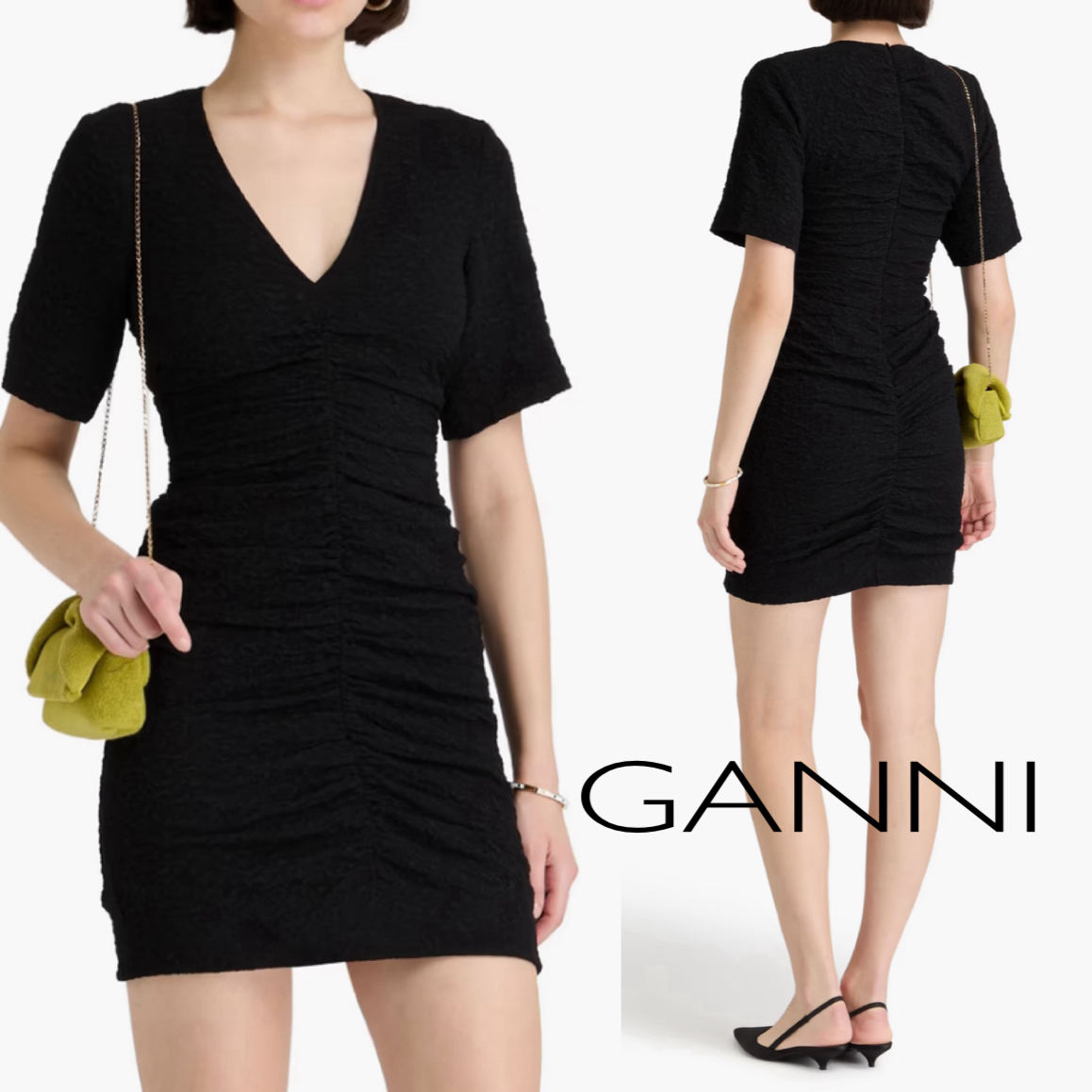 ジャカード★ルーシュ★ミニワンピース★ GANNI