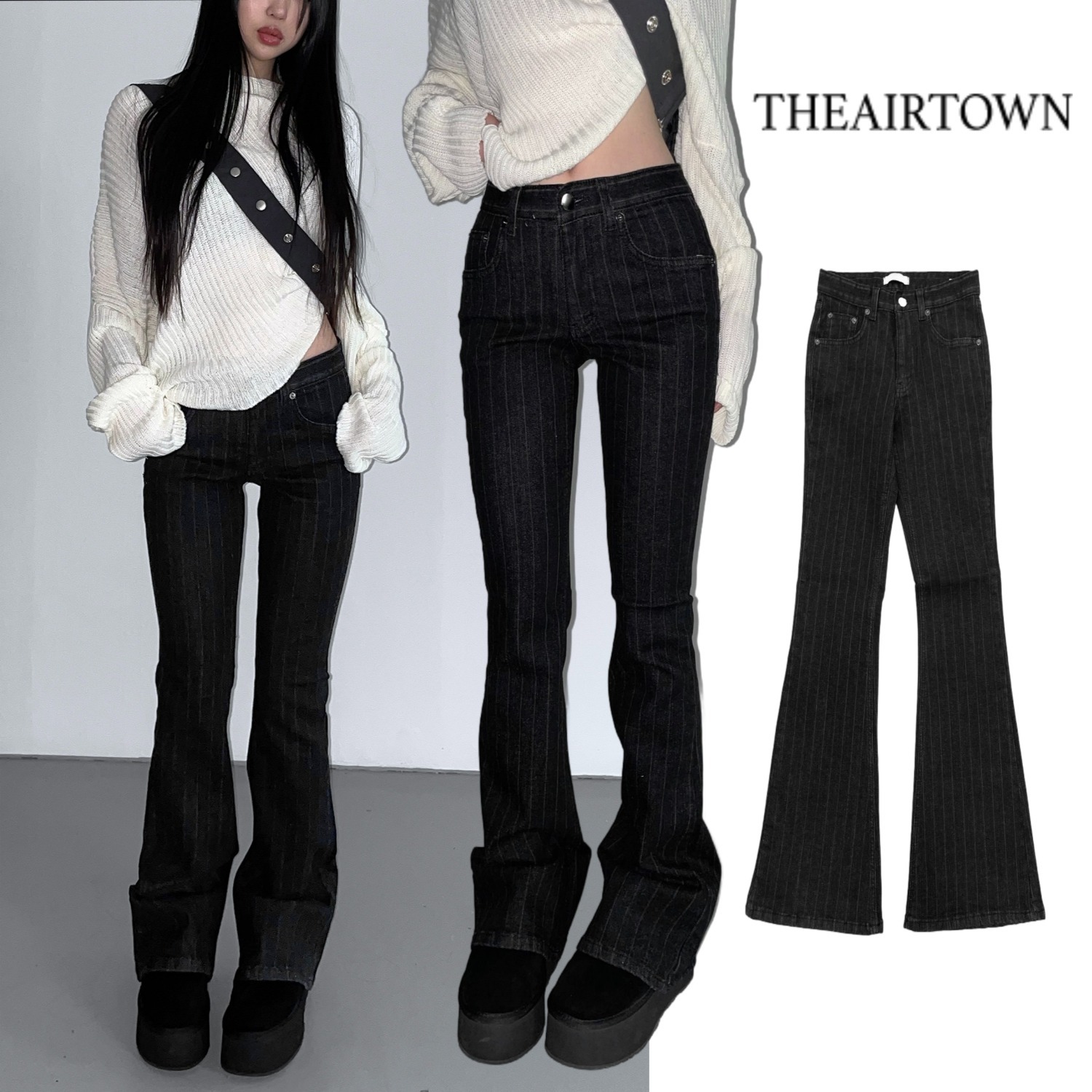 【THEAIRTOWN】ストライプブーツカットパンツ♡