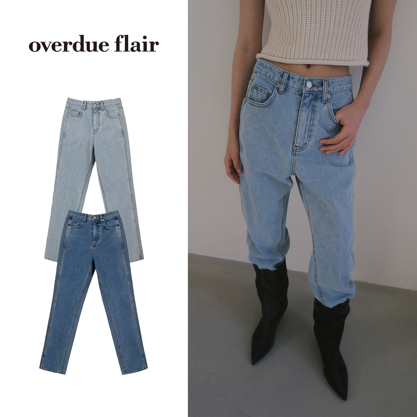 デニム・ジーパン overdue flair : 25SS / CREASE LINE STRAIGHT DENIM (2colors)