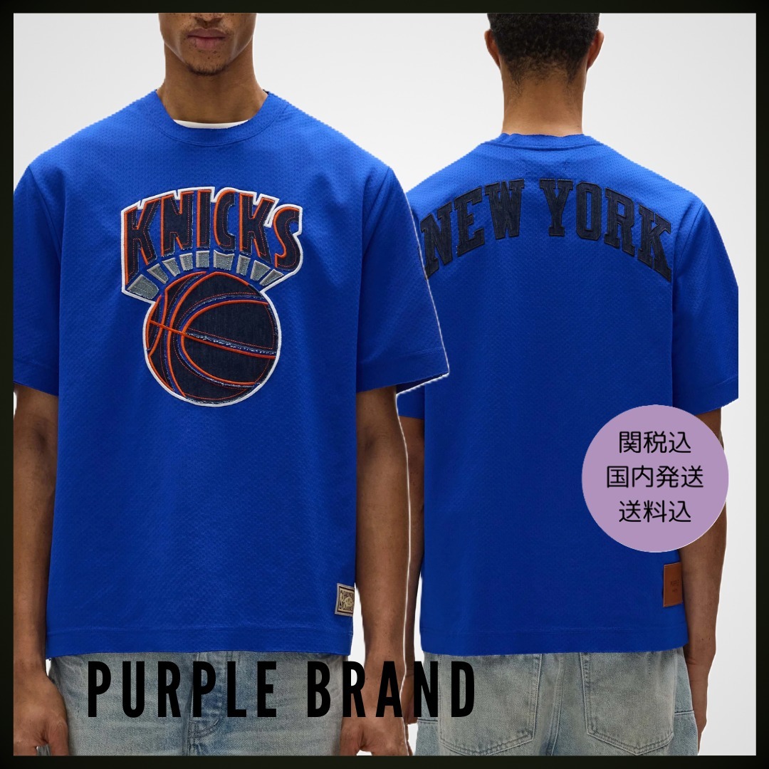 PURPLE BRAND】X NBA X M&Nコラボ☆NY Knicks メッシュTシャツ T