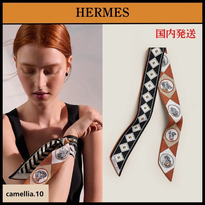 さりげないアクセント【HERMES】ツイリー《コリエ・エ・シアン》