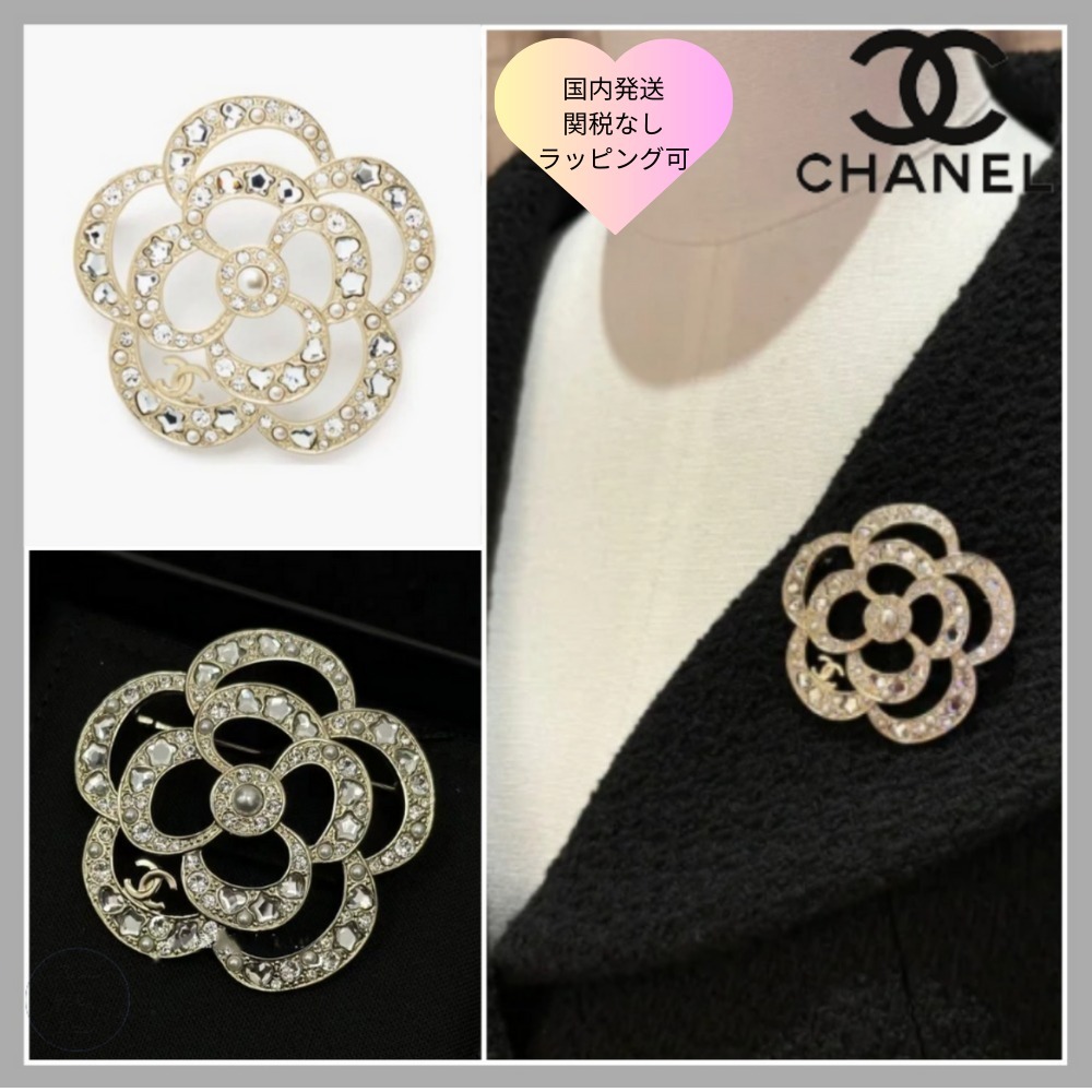 25p【CHANEL シャネル】CCロゴ×ハート×星 カメリア ブローチ