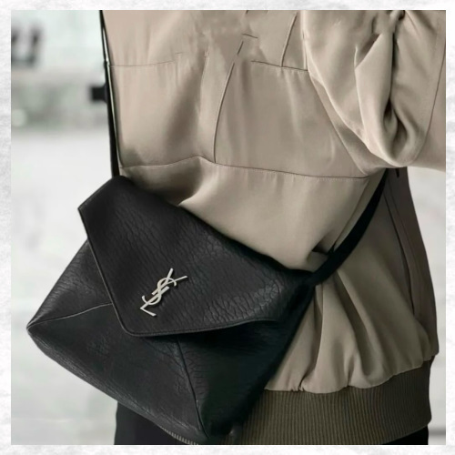 【人気☆】YSL メンズ レザー ショルダーバッグ エンベロープ