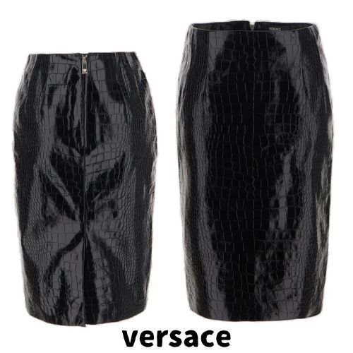 【versace】エンボス ジップ ミディ スカート