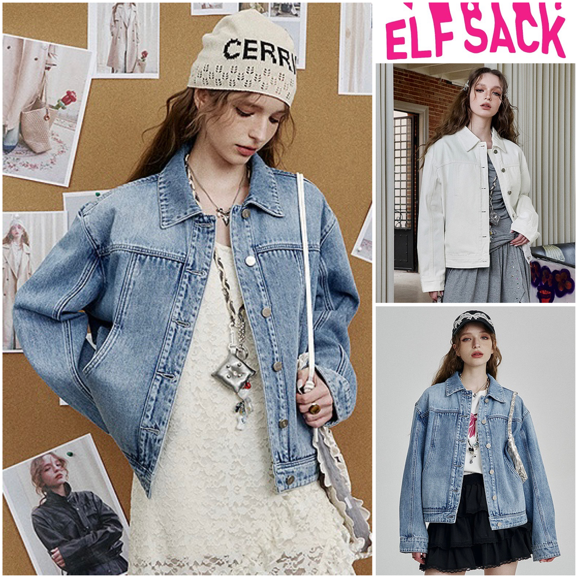 ★ELF SACK ★ ゆったり シンプル デニム ジャケット/送料込