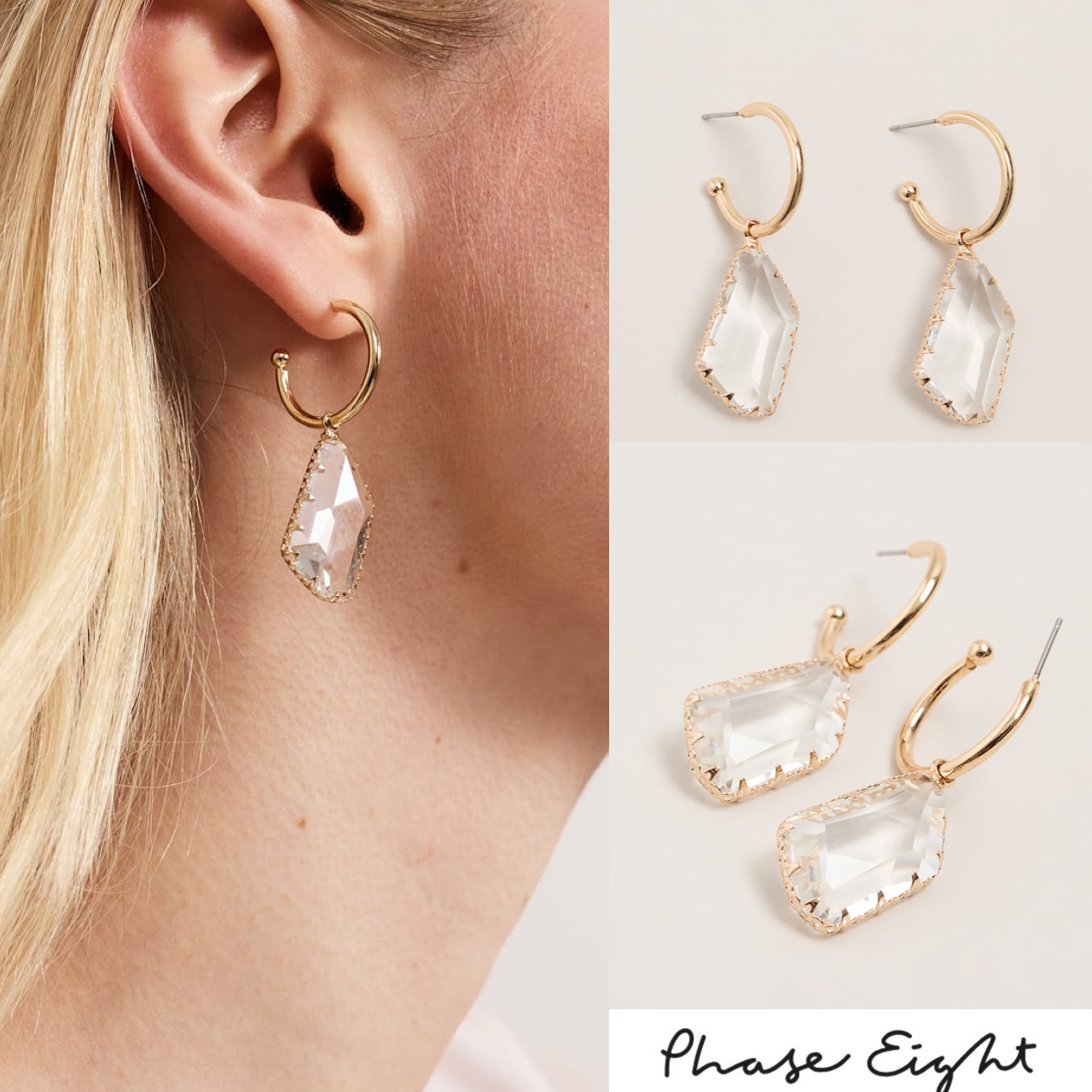 英国ブランド【Phase Eight】ストーンフープ ピアス 関税込