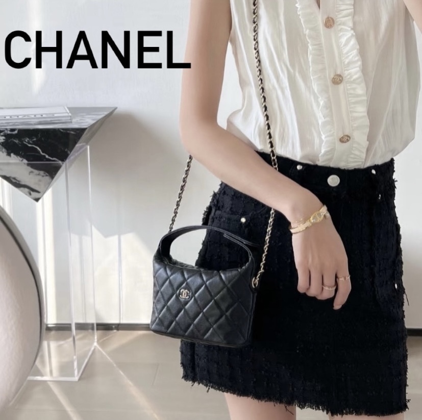 爆買い！ ブラック CHANE】シャネル ホーボー (CHANEL 2way バッグ バッグ