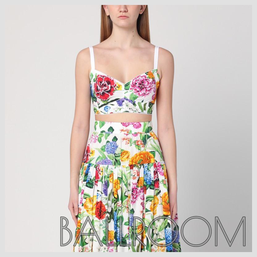 Tシャツ・カットソー DOLCE&GABBANA FLORAL PRINT BRALETTE TOP
