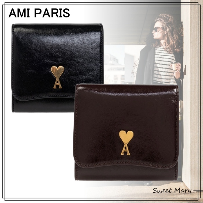 AMI PARIS☆Ami De Coeur ロゴ フラップ ウォレット♪送料込