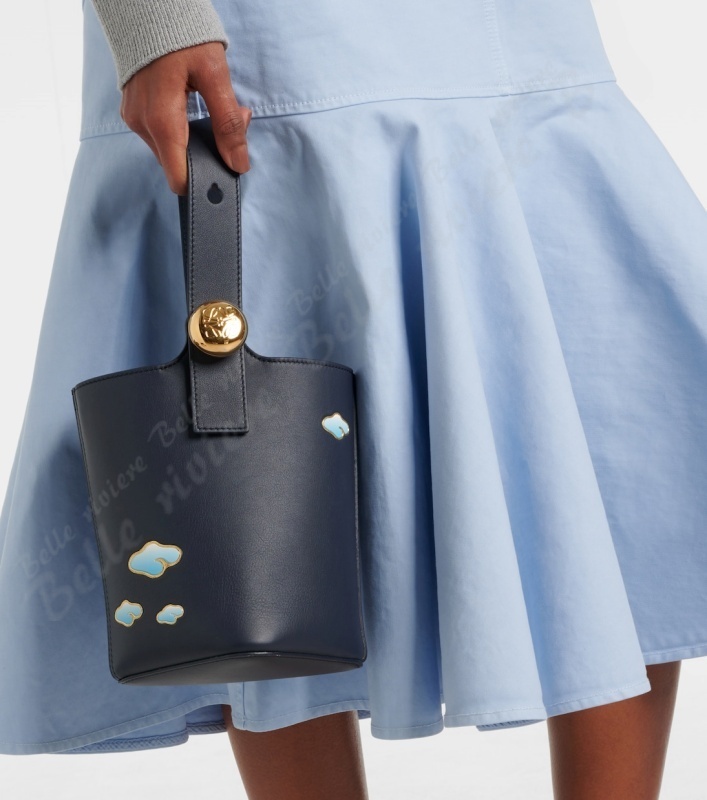 24AW new/LOEWE ペブルミニレザーバケットバッグ Bag Navy ペブル バケットバッグ ミニ（スムースカーフ） ブラック - LOEWE