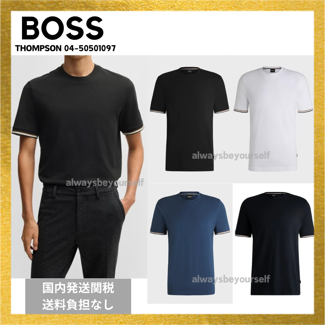 残りわずか BOSS BLACK シグネチャーストライプカフ Tシャツ