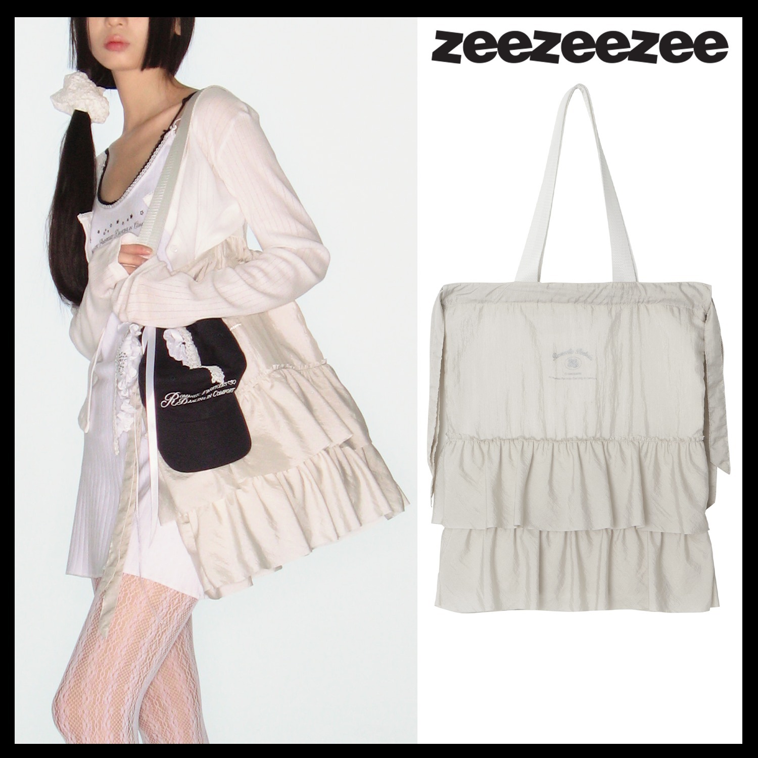 【ZEEZEEZEE】Ruffle Tote Bag ★韓国人気★ 追跡付