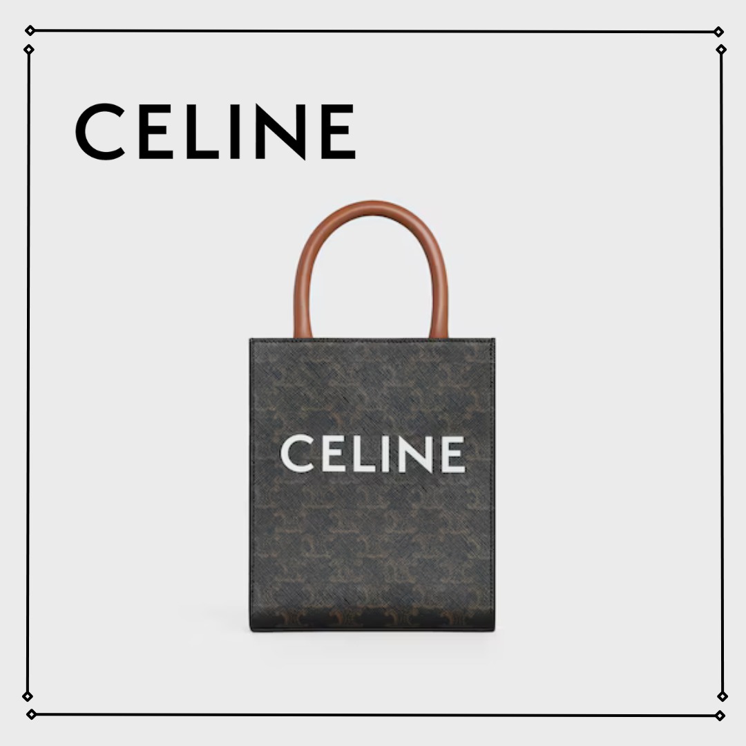 CELINE セリーヌプリント トリオンフキャンバスのミニ縦型カバン