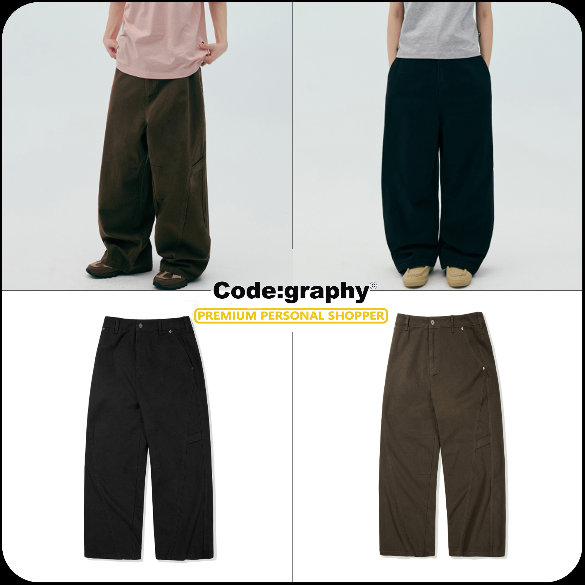 [CODEGRAPHY]★EXTRA WIDE SUPER BAGGY FIT DART COTTON PANTS