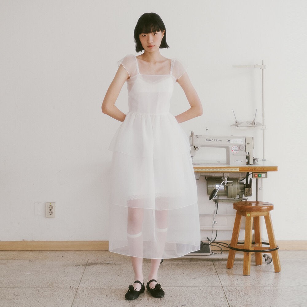 ★GANISONG★ Bridal Peony Tiered Dress_white